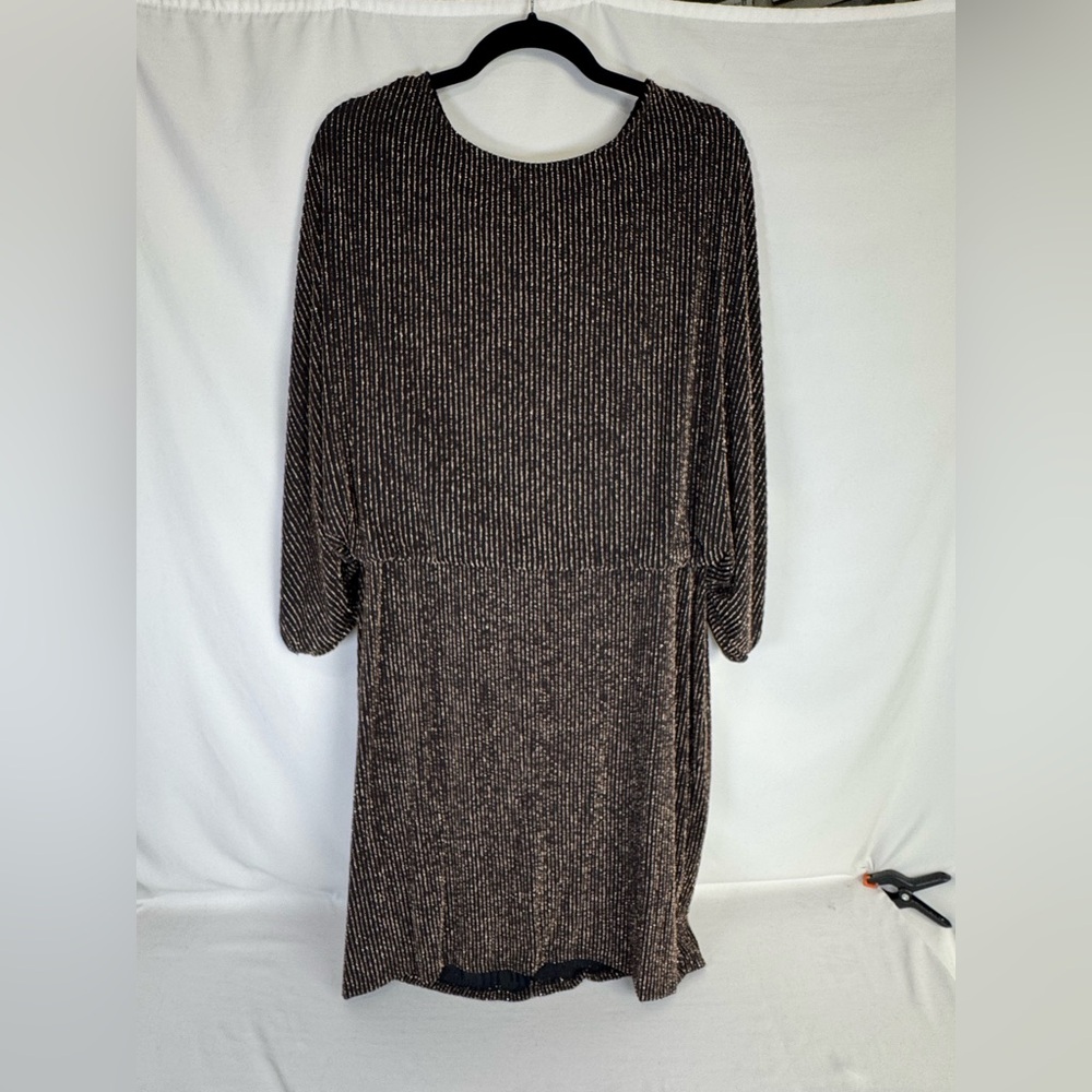 Blu Sage Metallic Gold Party Dress - Black with Metallic Gold - 18